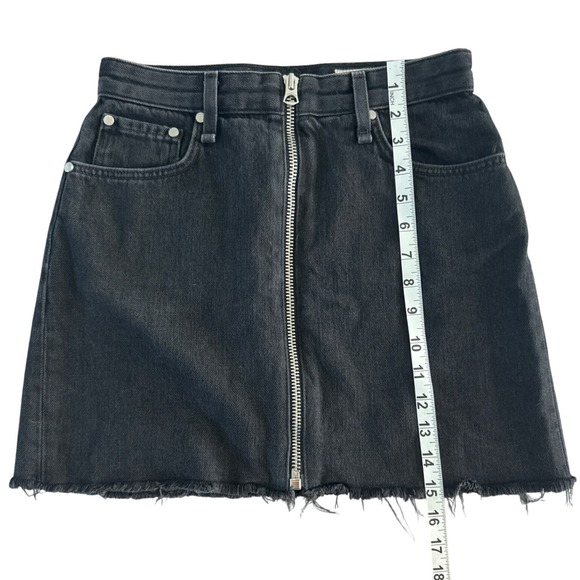Rag & Bone Anna Denim Skirt Clean Raven Black Full Zip Front Size 24 $250 Chic - Picture 5 of 11